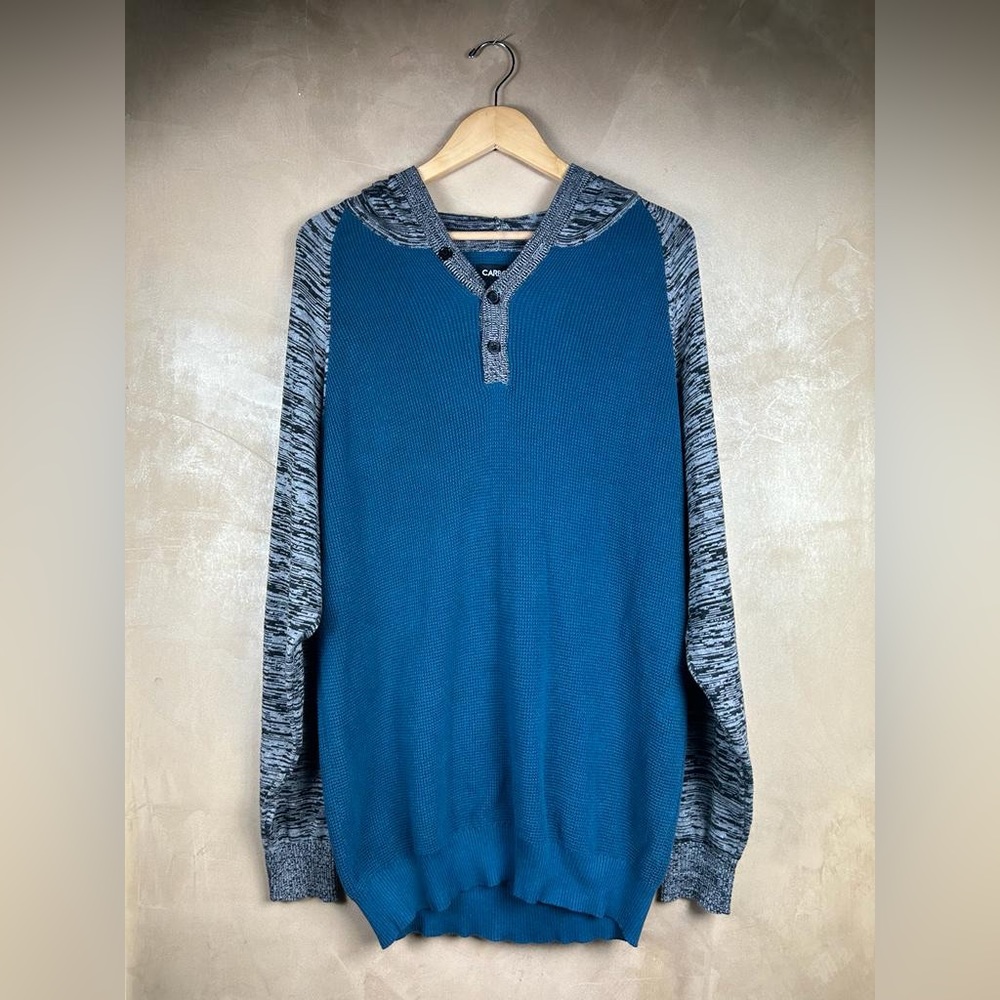CARBON MENS BLUE SWEATER, BLACK GREY HOODIE LIGHTWEIGHT PULLOVER XXL